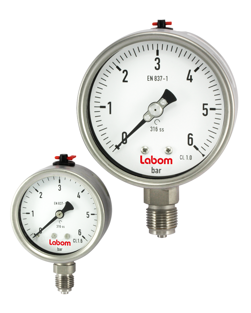 Druckmessgerät mit Rohrfeder NG 63/100 (Typenreihe BA5100/BA5200 ECO).