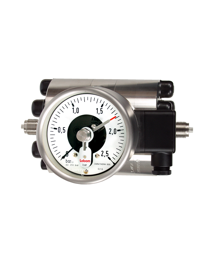 Druckmessgerät für Differenzdruck mit Schaltkontakt NG 100/160 (Typenreihe BG3200/BG3300).