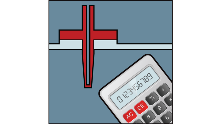 Illustration of a thermowell and calculator.